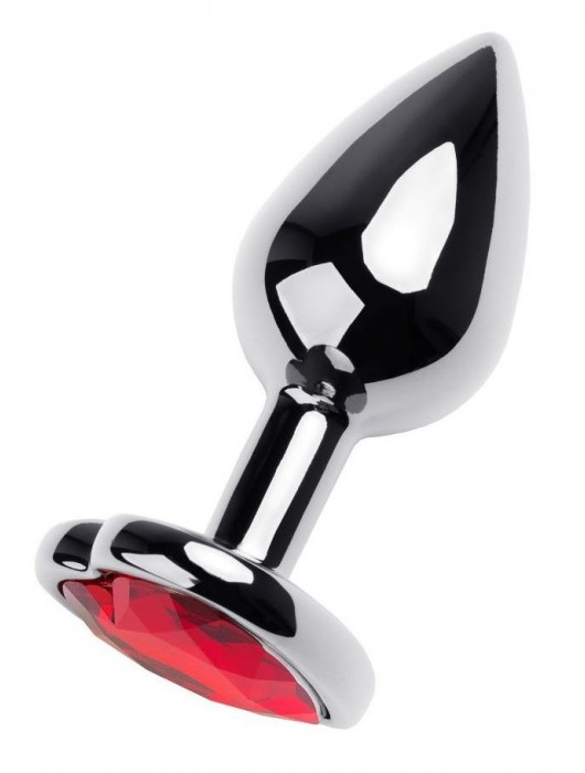 Серебристая коническая анальная пробка с красным кристаллом-сердечком - 7 см. - ToyFa - купить с доставкой в Сыктывкаре