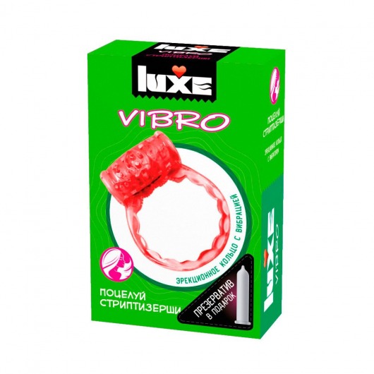 Розовое эрекционное виброкольцо Luxe VIBRO  Поцелуй стриптизёрши  + презерватив - Luxe - в Сыктывкаре купить с доставкой