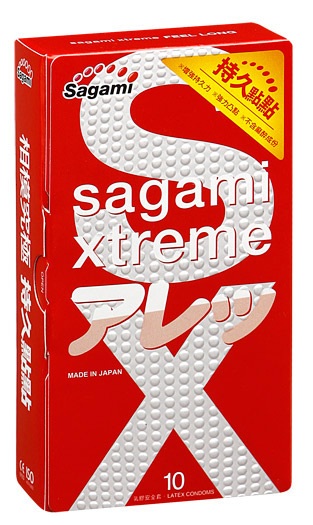 Утолщенные презервативы Sagami Xtreme Feel Long с точками - 10 шт. - Sagami - купить с доставкой в Сыктывкаре