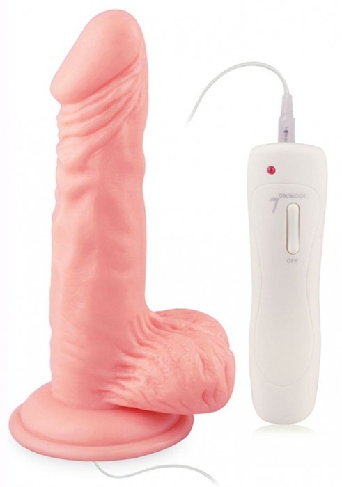 Телесный вибратор 7  Vibrating Dong with Vibrating Balls - 16 см. - Howells