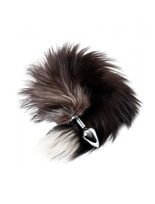 Серебристая металлическая анальная втулка с хвостом чернобурой лисы - размер S - ToyFa - купить с доставкой в Сыктывкаре