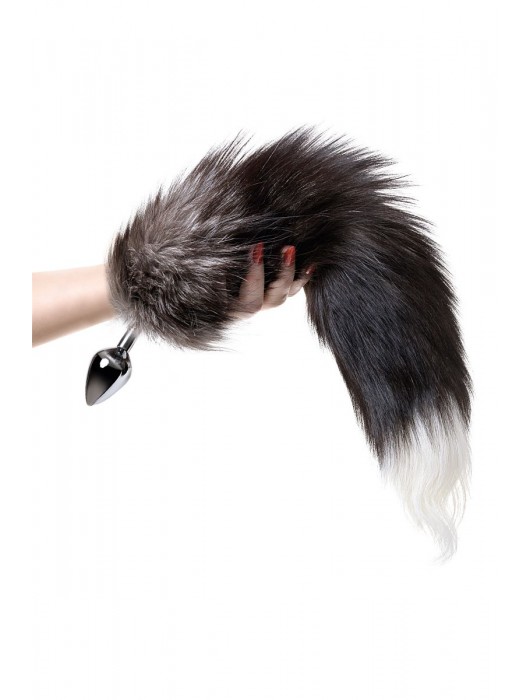 Серебристая металлическая анальная втулка с хвостом чернобурой лисы - размер S - ToyFa - купить с доставкой в Сыктывкаре