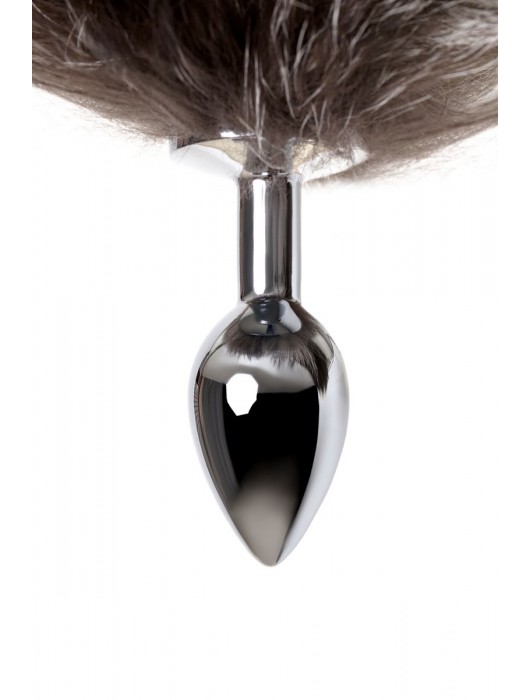 Серебристая металлическая анальная втулка с хвостом чернобурой лисы - размер S - ToyFa - купить с доставкой в Сыктывкаре