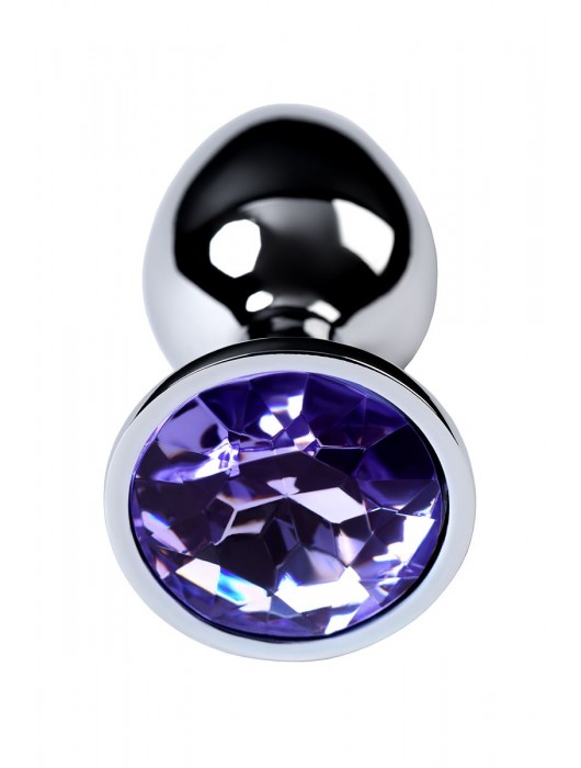 Серебристая конусовидная анальная пробка с фиолетовым кристаллом - 7 см. - ToyFa - купить с доставкой в Сыктывкаре