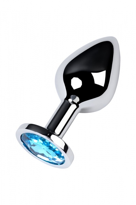 Серебристая конусовидная анальная пробка с голубым кристаллом - 8 см. - ToyFa - купить с доставкой в Сыктывкаре