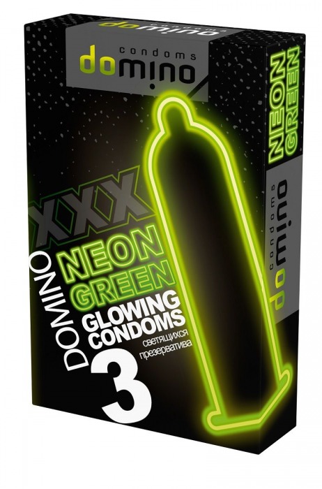 Презервативы DOMINO Neon Green со светящимся в темноте кончиком - 3 шт. - Domino - купить с доставкой в Сыктывкаре