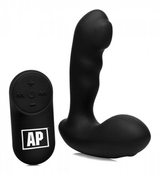 Черный стимулятор простаты Alpha-Pro 7X P-Milker Silicone Prostate Stimulator with Milking Bead - XR Brands - в Сыктывкаре купить с доставкой