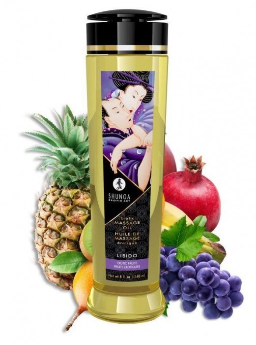 Массажное масло Libido Exotic Fruits с ароматом экзотических фруктов - 240 мл. - Shunga - купить с доставкой в Сыктывкаре
