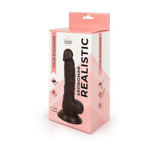 Коричневый реалистичный фаллоимитатор на присоске - Erowoman-Eroman