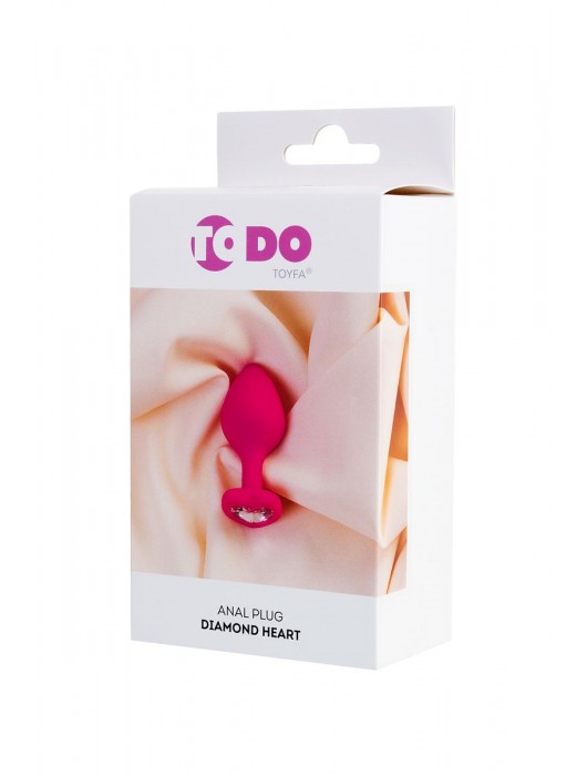 Розовая анальная втулка Diamond Heart с прозрачным кристаллом - 8 см. - ToyFa - купить с доставкой в Сыктывкаре