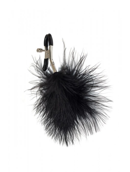 Зажимы на соски с черным пухом Euphoric - Lola Games - купить с доставкой в Сыктывкаре