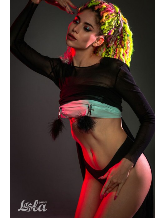 Зажимы на соски с черным пухом Euphoric - Lola Games - купить с доставкой в Сыктывкаре