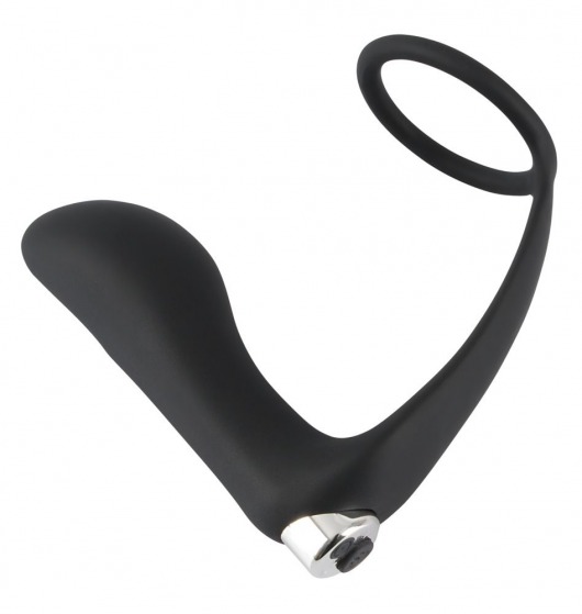 Черное эрекционное кольцо с анальной вибропробкой Vibrating Ring   Plug - Orion - в Сыктывкаре купить с доставкой