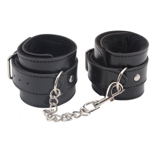 Черные оковы на ноги Obey Me Leather Ankle Cuffs - Chisa - купить с доставкой в Сыктывкаре