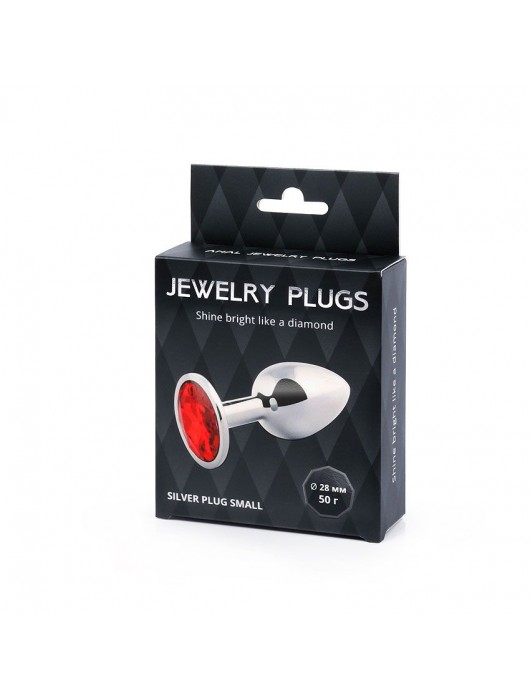 Серебристая анальная пробка с красным стразом - 7,2 см. - Anal Jewelry Plug - купить с доставкой в Сыктывкаре