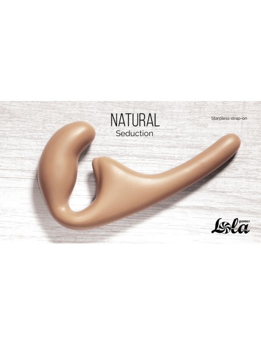 Бежевый безремневой страпон Seduction - 20,5 см. - Lola Games - купить с доставкой в Сыктывкаре
