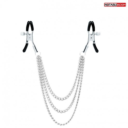 Оригинальные зажимы на соски с тройной цепочкой - Notabu - купить с доставкой в Сыктывкаре