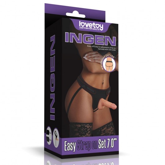 Телесная насадка с черными трусиками Easy Strapon Set 7.0 - 18 см. - Lovetoy - купить с доставкой в Сыктывкаре