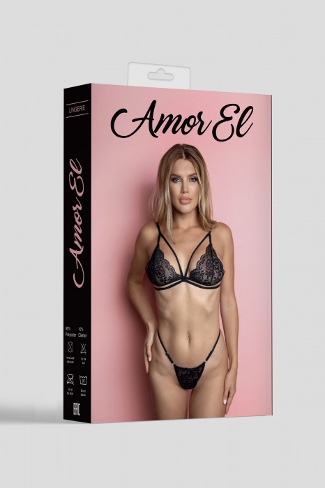 Соблазнительный ажурный комплект с декоративными бретелями на лифе - Amor El купить с доставкой