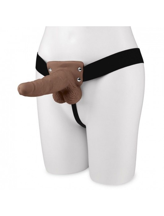 Коричневый перезаряжаемый вибрострапон - 18 см. - Lux Fetish - купить с доставкой в Сыктывкаре