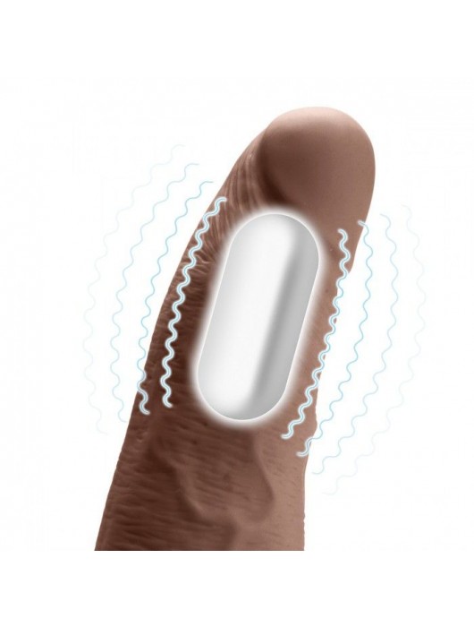 Коричневый перезаряжаемый вибрострапон - 18 см. - Lux Fetish - купить с доставкой в Сыктывкаре