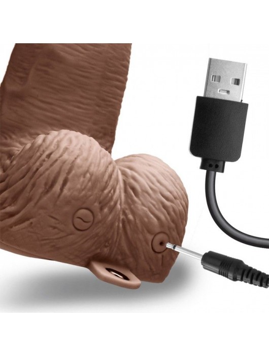 Коричневый перезаряжаемый вибрострапон - 18 см. - Lux Fetish - купить с доставкой в Сыктывкаре