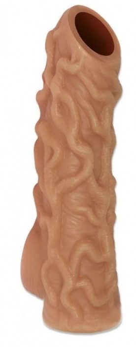 Телесная насадка с венками и открытой головкой Nude Sleeve S - 10 см. - KOKOS - в Сыктывкаре купить с доставкой