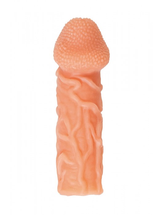 Телесная закрытая насадка с венками Cock Sleeve Size S - 13,8 см. - KOKOS - в Сыктывкаре купить с доставкой