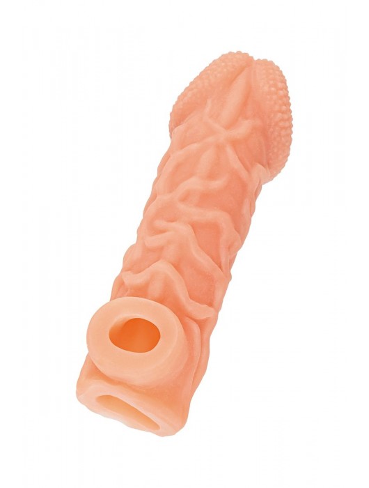 Телесная закрытая насадка с венками Cock Sleeve Size S - 13,8 см. - KOKOS - в Сыктывкаре купить с доставкой