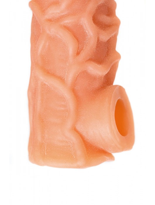 Телесная закрытая насадка с венками Cock Sleeve Size S - 13,8 см. - KOKOS - в Сыктывкаре купить с доставкой