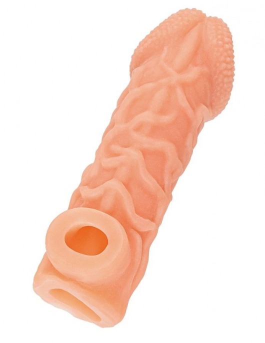 Телесная закрытая насадка с венками Cock Sleeve Size S - 13,8 см. - KOKOS - в Сыктывкаре купить с доставкой