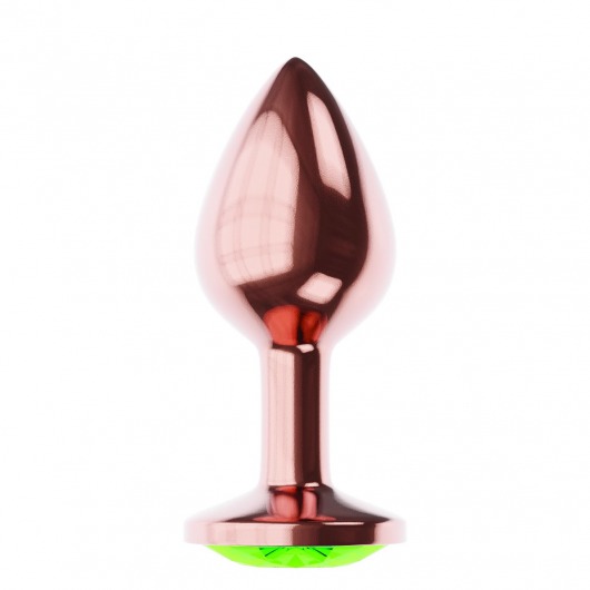Пробка цвета розового золота с лаймовым кристаллом Diamond Emerald Shine S - 7,2 см. - Lola Games - купить с доставкой в Сыктывкаре