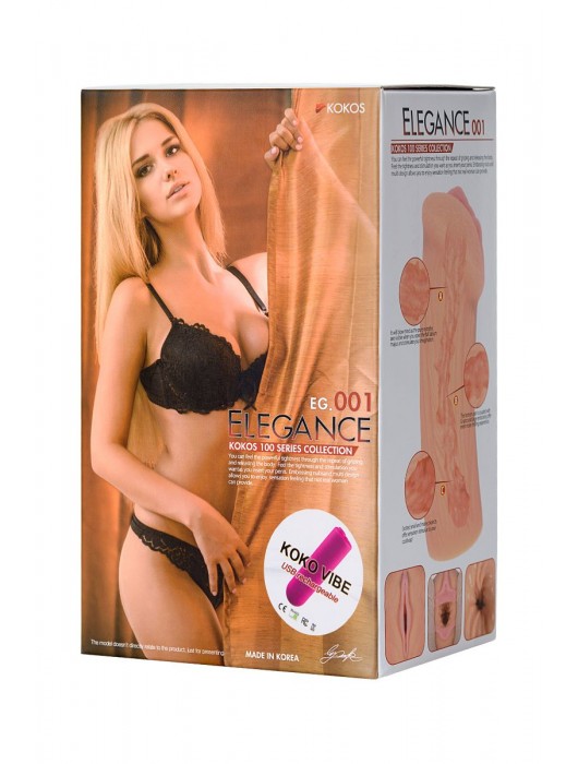 Реалистичный мастурбатор-вагина телесного цвета Elegance.001 с вибрацией - KOKOS - в Сыктывкаре купить с доставкой