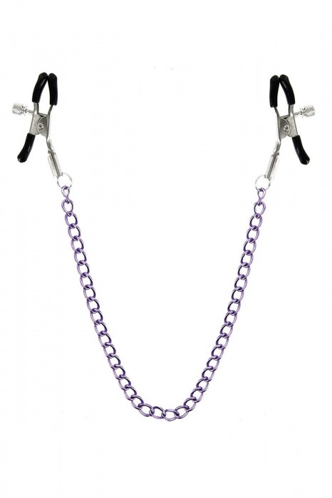 Зажимы для сосков с фиолетовой цепочкой Sweet Caress Nipple Chain - Sweet Caress - купить с доставкой в Сыктывкаре
