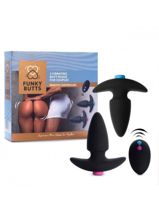 Набор из двух черных анальных плагов для пары FunkyButts - FeelzToys