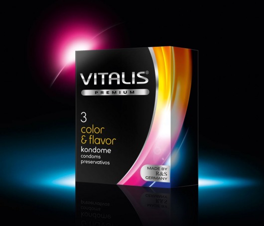 Цветные ароматизированные презервативы VITALIS PREMIUM color   flavor - 3 шт. - Vitalis - купить с доставкой в Сыктывкаре