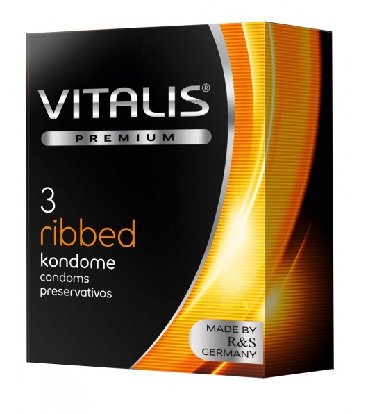 Ребристые презервативы VITALIS PREMIUM ribbed - 3 шт. - Vitalis - купить с доставкой в Сыктывкаре