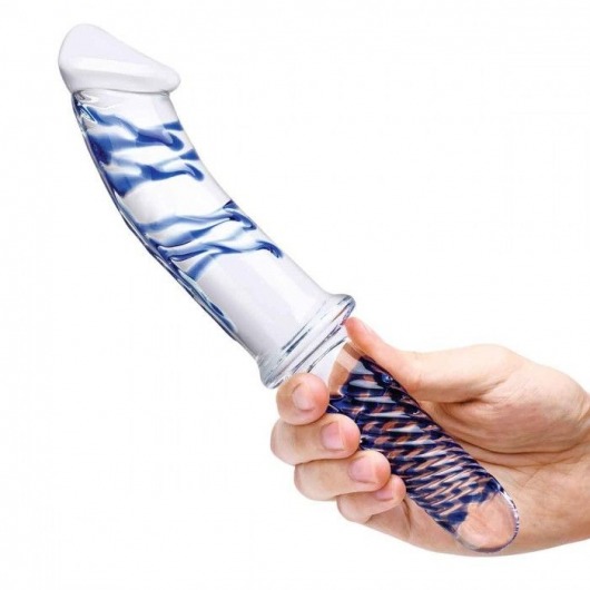 Прозрачно-синий двусторонний стимулятор 11  Realistic Double Ended Dildo - 28 см. - Glas