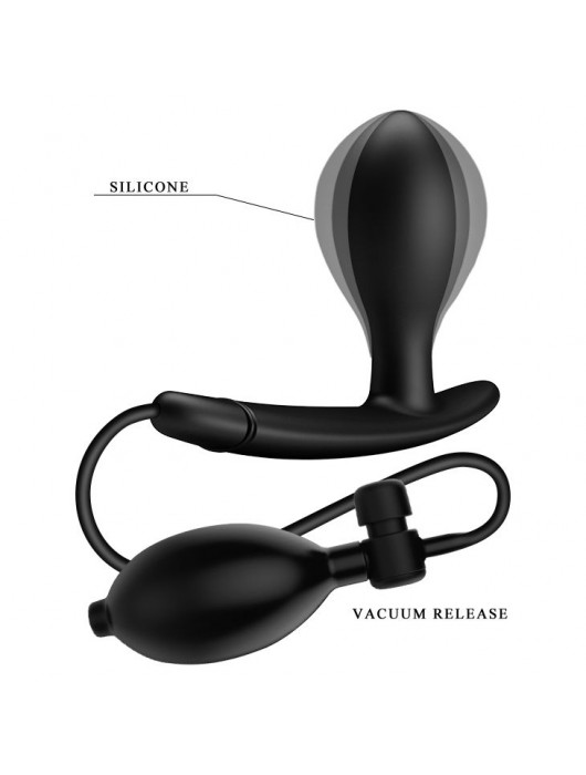 Черный анальный силиконовый стимулятор с функцией расширения Drake - 7,8 см. - Baile