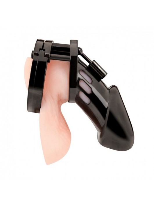 Черная акриловая клетка целомудрия для члена с замком - BlueLine - купить с доставкой в Сыктывкаре