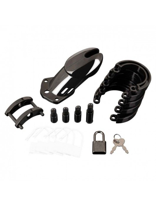 Черная акриловая клетка целомудрия для члена с замком - BlueLine - купить с доставкой в Сыктывкаре