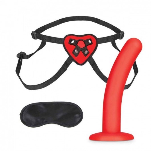 Красный поясной фаллоимитатор Red Heart Strap on Harness   5in Dildo Set - 12,25 см. - Lux Fetish - купить с доставкой в Сыктывкаре