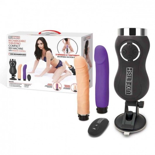 Портативная секс-машина Thrusting Compact Sex Machine c 2 насадками - Lux Fetish - купить с доставкой в Сыктывкаре