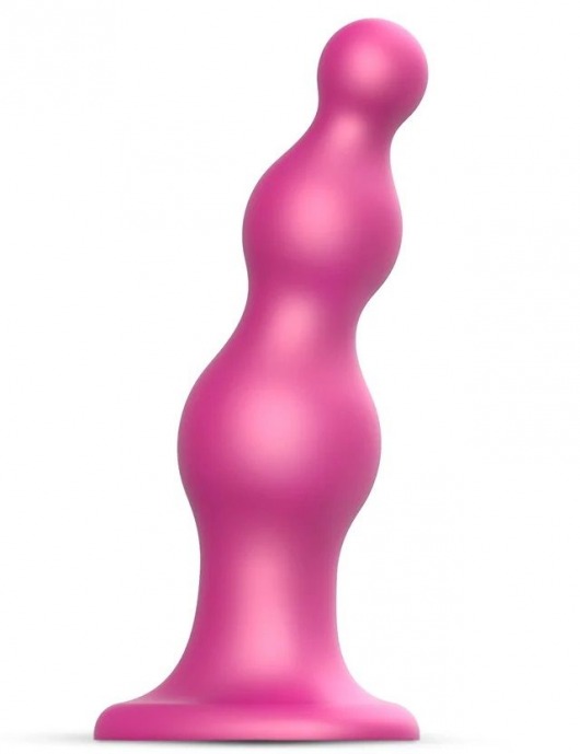 Розовая насадка Strap-On-Me Dildo Plug Beads size S - Strap-on-me - купить с доставкой в Сыктывкаре