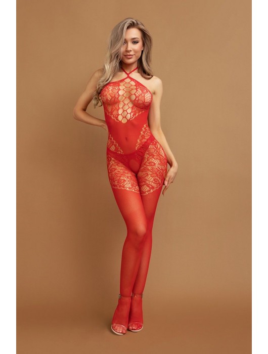 Красный боди-комбинезон с вырезом на груди - Le Frivole купить с доставкой