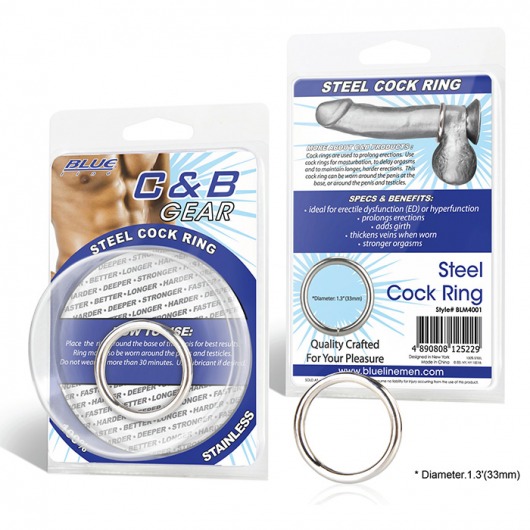 Стальное эрекционное кольцо STEEL COCK RING - 3.5 см. - BlueLine - в Сыктывкаре купить с доставкой