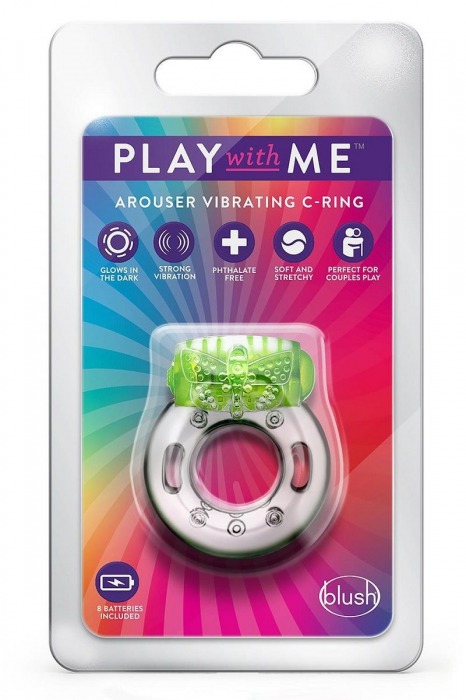 Зеленое эрекционное виброкольцо Arouser Vibrating C-Ring - Blush Novelties - в Сыктывкаре купить с доставкой