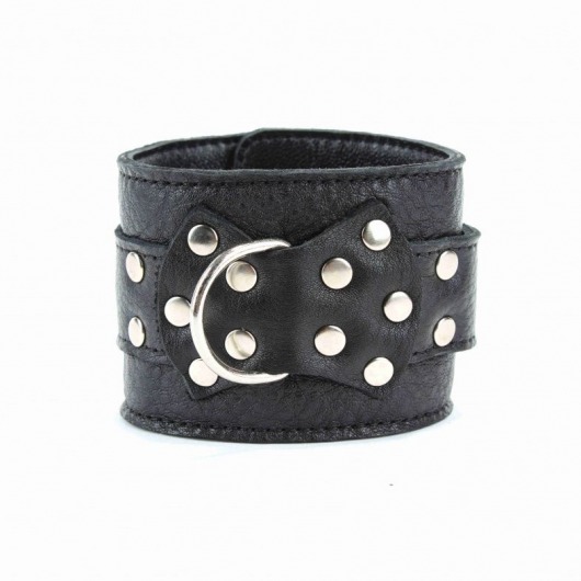 Чёрные кожаные оковы с клепками - БДСМ Арсенал - купить с доставкой в Сыктывкаре