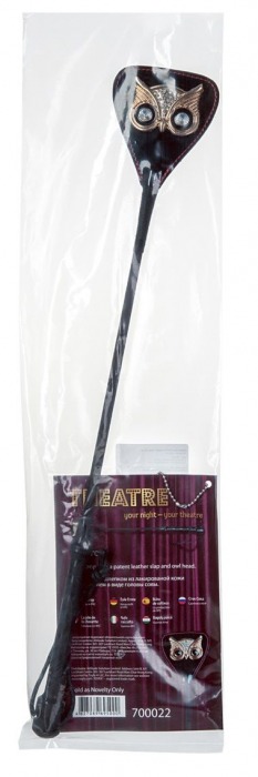 Чёрный стек с совой на кожаном наконечнике - 24 см. - ToyFa - купить с доставкой в Сыктывкаре