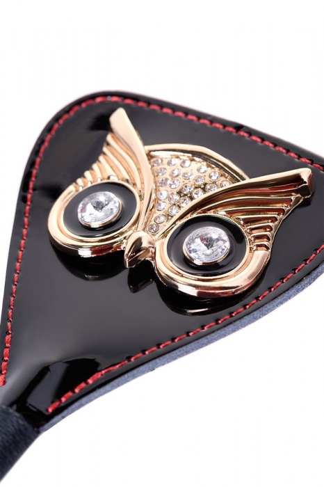 Чёрный стек с совой на кожаном наконечнике - 24 см. - ToyFa - купить с доставкой в Сыктывкаре